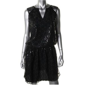 QMack Black Sequin Cocktail Dress Medium